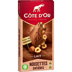 Молочный бельгийский шоколад с фундуком Cote D'Or Lait Noisettes Entieres