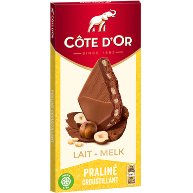 Молочный бельгийский шоколад с фундуком  Lait Praline Croustillant Cote D'Or
