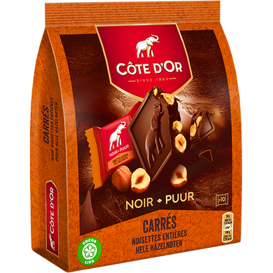 Чёрный бельгийский шоколад Cote D'Or Carres Noir Noisettes