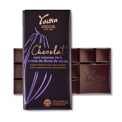 Чёрный шоколад Noir intense éclats fèves 70% Voisin