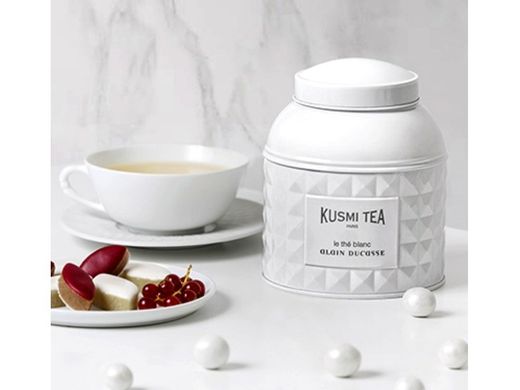 Рассыпной  белый чай в подарочной жестяной банке Alain Ducasse Kusmi Tea