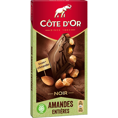 Чёрный бельгийский шоколад Cote D'Or Amandes Entires